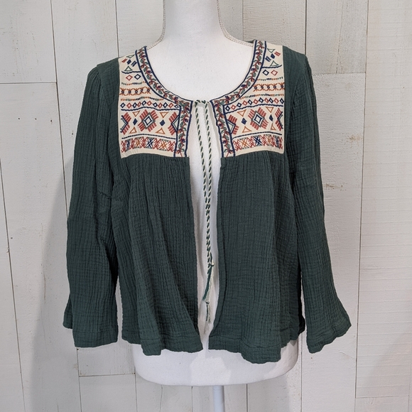 Flying Tomato Lightweight Embroidered Soft Jacket/Open Front Cardigan - Picture 3 of 9